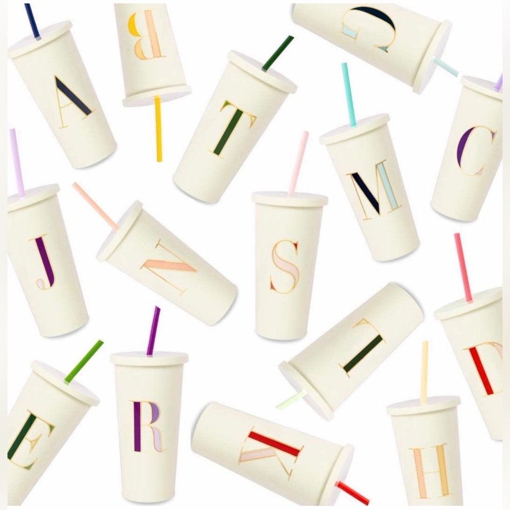 Kate Spade New York initial‎ straw tumbler Monogrammed Tumbler with Straw